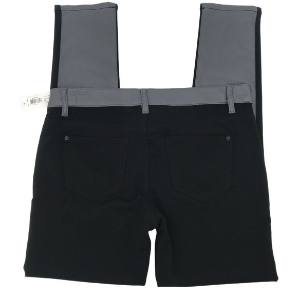 NWT Bisou Bisou Womens Gray Faux Vegan Front Black Knit Back Jegging Size 10 - Picture 4 of 13